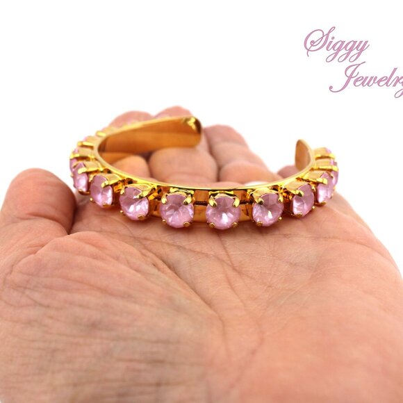 Soft Rose Ignite Austrian Crystal Bangle Bracelet – Light Pink, Gold Plated - Picture 7 of 7
